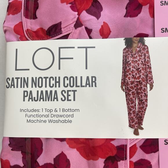 LOFT Pink and Red Floral Pajama Set - Picture 8 of 9